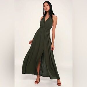 Lulus olive green maxi dress size small